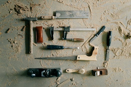 plumbing tools on a workbench